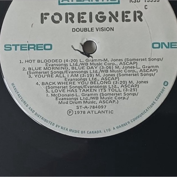 Vintage Foreigner Double Vision vinyl LP record, 1978 first pressing. - Picture 5 of 5
